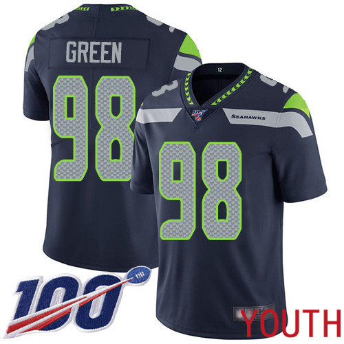 Seattle Seahawks Limited Navy Blue Youth Rasheem Green Home Jersey NFL Football #98 100th Season Vapor Untouchable->youth nfl jersey->Youth Jersey